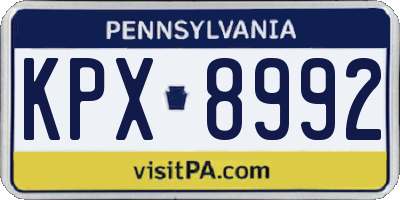 PA license plate KPX8992
