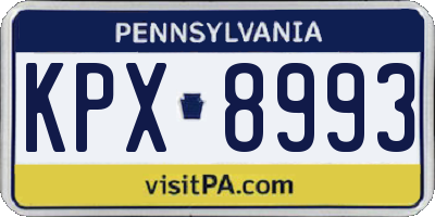PA license plate KPX8993