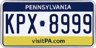 PA license plate KPX8999