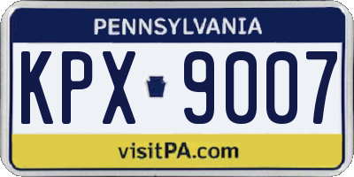 PA license plate KPX9007