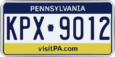 PA license plate KPX9012