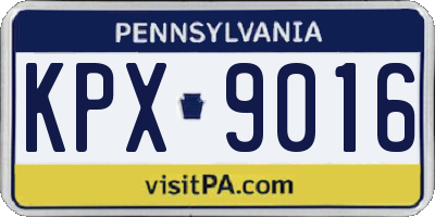 PA license plate KPX9016