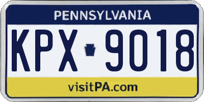 PA license plate KPX9018