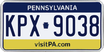 PA license plate KPX9038