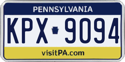 PA license plate KPX9094