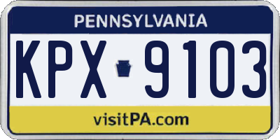 PA license plate KPX9103