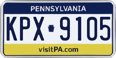 PA license plate KPX9105