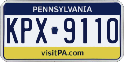 PA license plate KPX9110