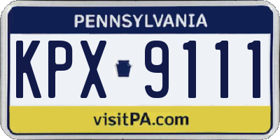PA license plate KPX9111