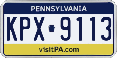 PA license plate KPX9113