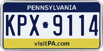 PA license plate KPX9114