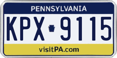 PA license plate KPX9115