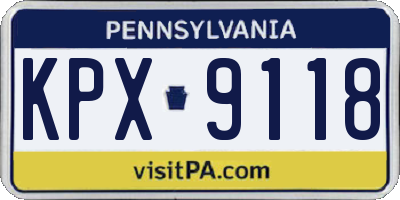 PA license plate KPX9118