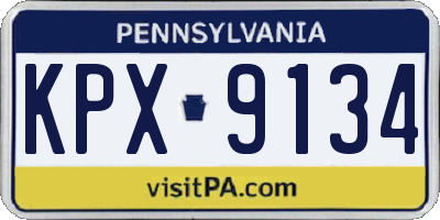 PA license plate KPX9134