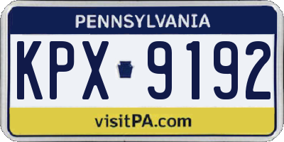 PA license plate KPX9192