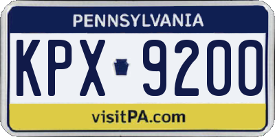 PA license plate KPX9200