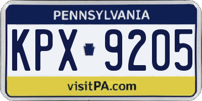 PA license plate KPX9205