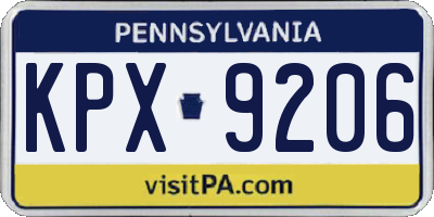 PA license plate KPX9206
