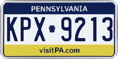 PA license plate KPX9213