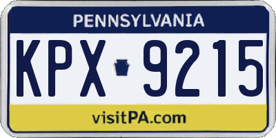 PA license plate KPX9215