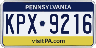 PA license plate KPX9216