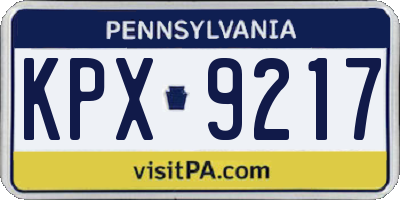 PA license plate KPX9217