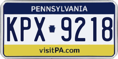PA license plate KPX9218