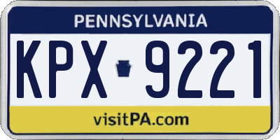 PA license plate KPX9221