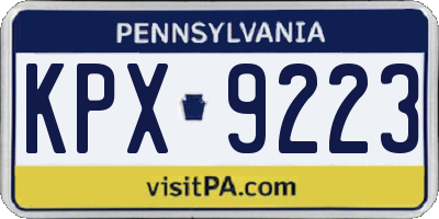 PA license plate KPX9223