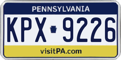 PA license plate KPX9226