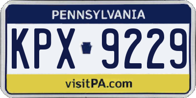 PA license plate KPX9229
