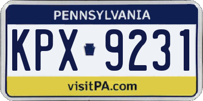 PA license plate KPX9231