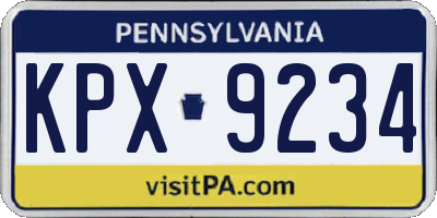 PA license plate KPX9234