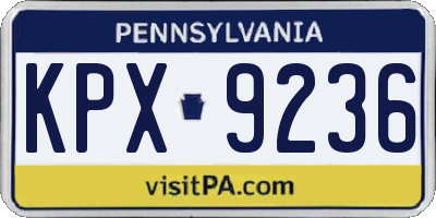 PA license plate KPX9236
