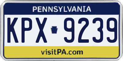 PA license plate KPX9239
