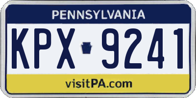 PA license plate KPX9241