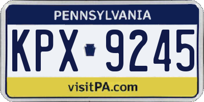 PA license plate KPX9245