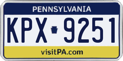 PA license plate KPX9251