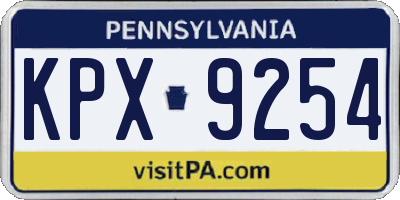 PA license plate KPX9254