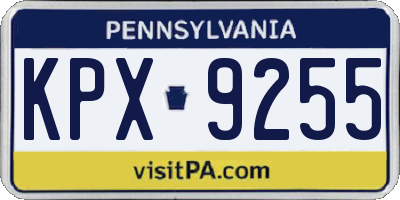 PA license plate KPX9255