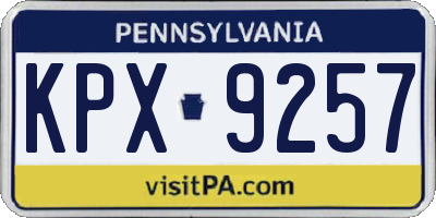 PA license plate KPX9257