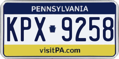 PA license plate KPX9258