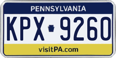 PA license plate KPX9260