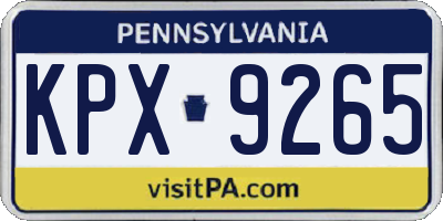 PA license plate KPX9265