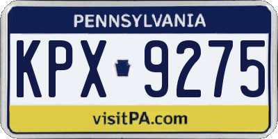 PA license plate KPX9275