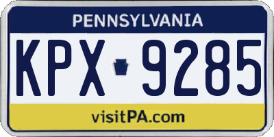 PA license plate KPX9285