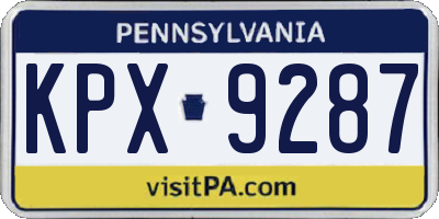 PA license plate KPX9287