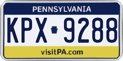 PA license plate KPX9288