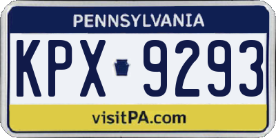 PA license plate KPX9293