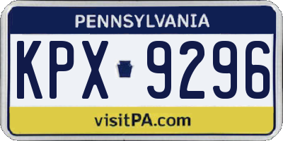 PA license plate KPX9296